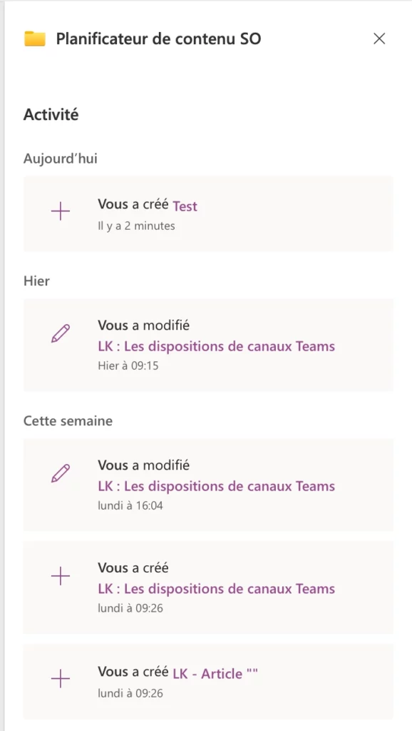 Historique et traçabilité - Lists Excel lequel choisir