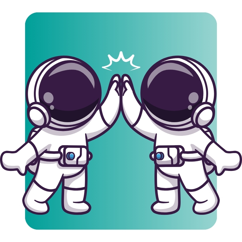 L'esprit d'équipe - astronautes qui se tapent dans la main