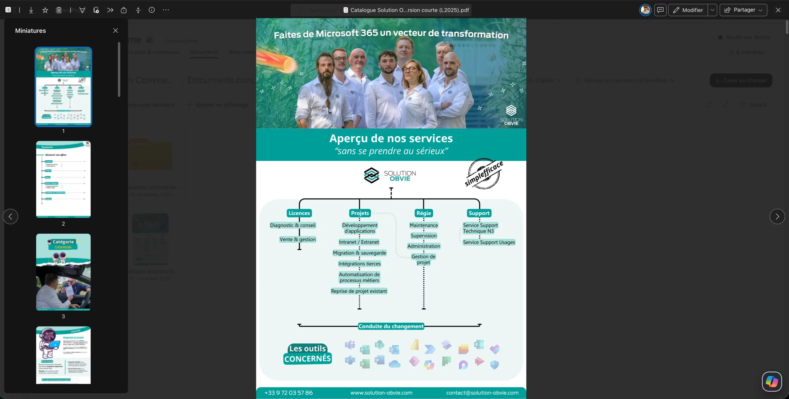 Aperçu de la fonctionnalité de prévisualisation en miniature des PDF
nouveautés OneDrive SharePoint